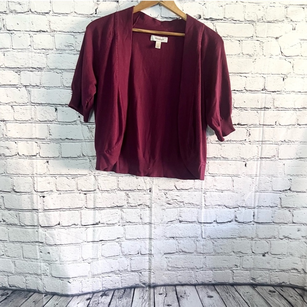 DRESS BARN. Maroon half cardigan. Size L